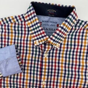 Paul & Shark Yachting Mens L Multicolored Check Button Down Shirt Made in Italy